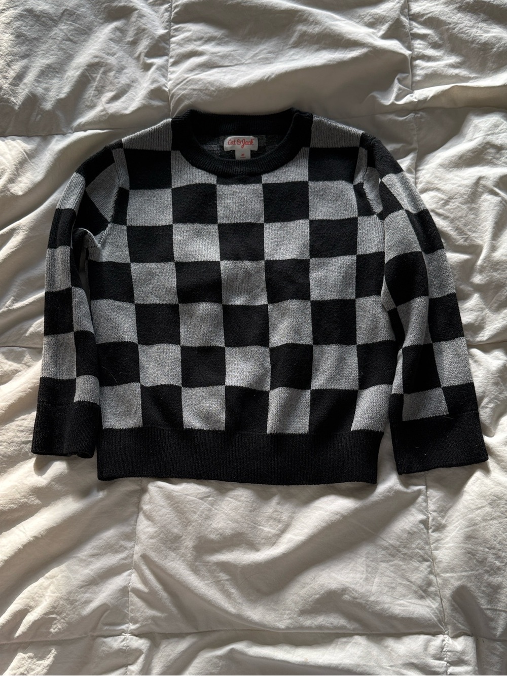 Checkerboard Knit Sweater - Black & Gray from Cat & Jack